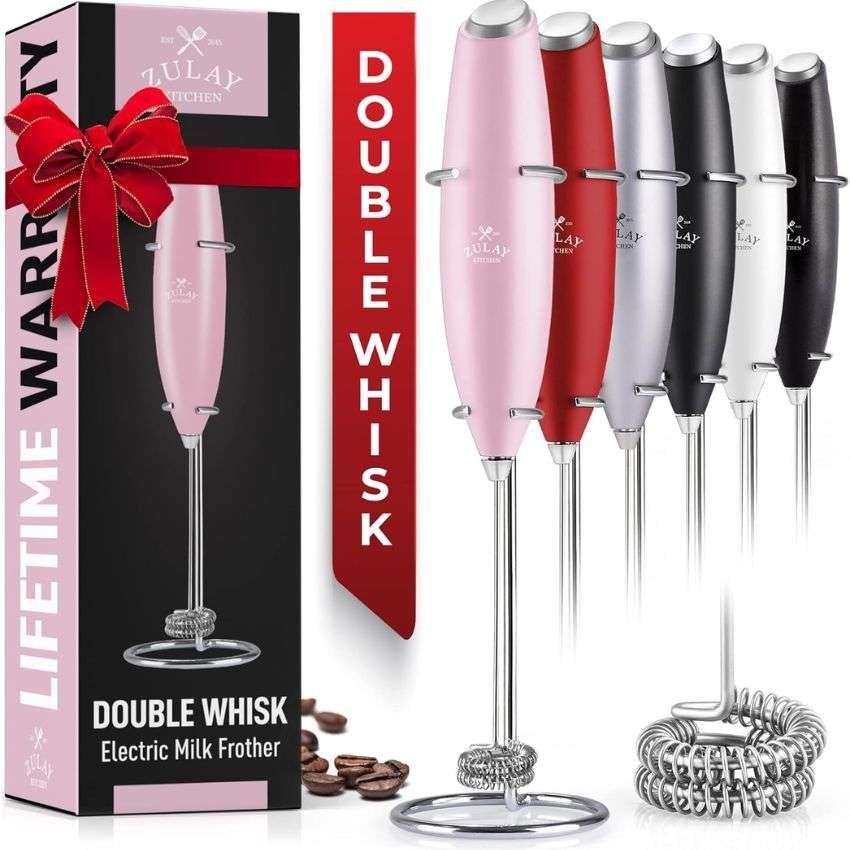 Zulay Double Whisk Milk Frother Handheld