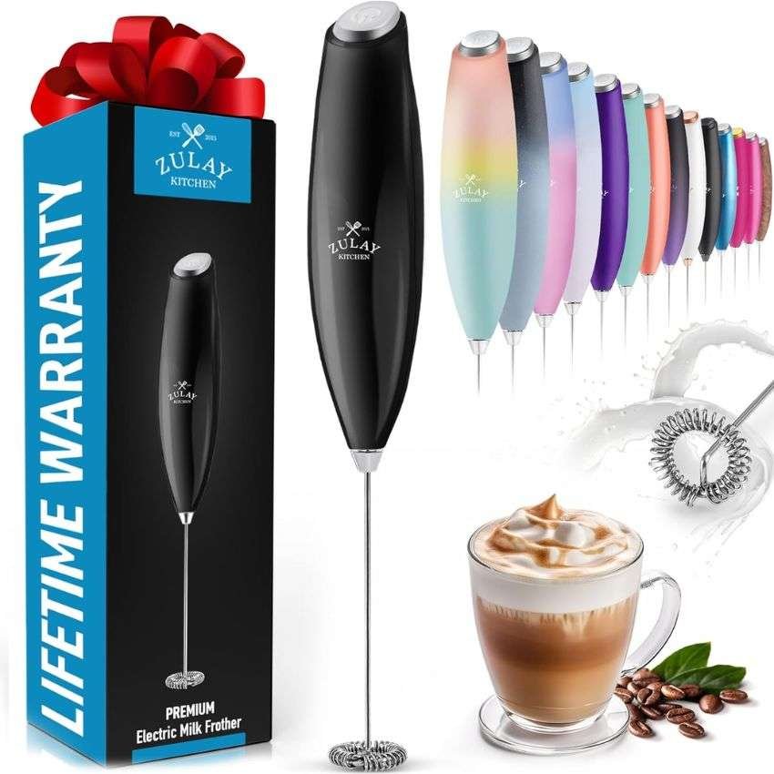 Zulay Kitchen Milk Frother Wand Drink Mixer